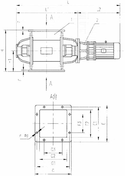 同鑫剛性葉輪給料機、星型卸料器、卸灰閥外形圖